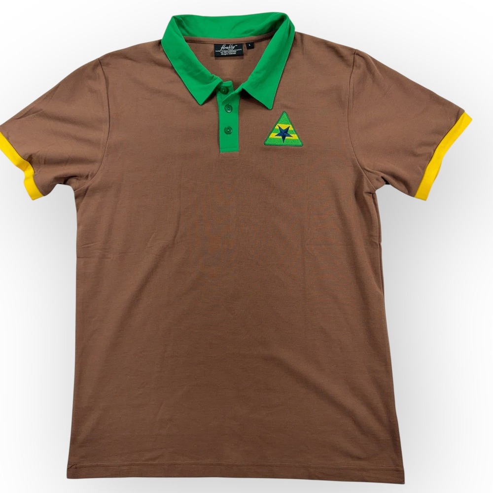 Firefly Serenity Polo Shirt Sci-Fi Cosplay Cotton Brown Green Yellow Size Large